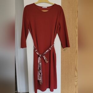 💜2 for $10💜 Bundle and save Zara Rust Midi Dress with Patterned Belt